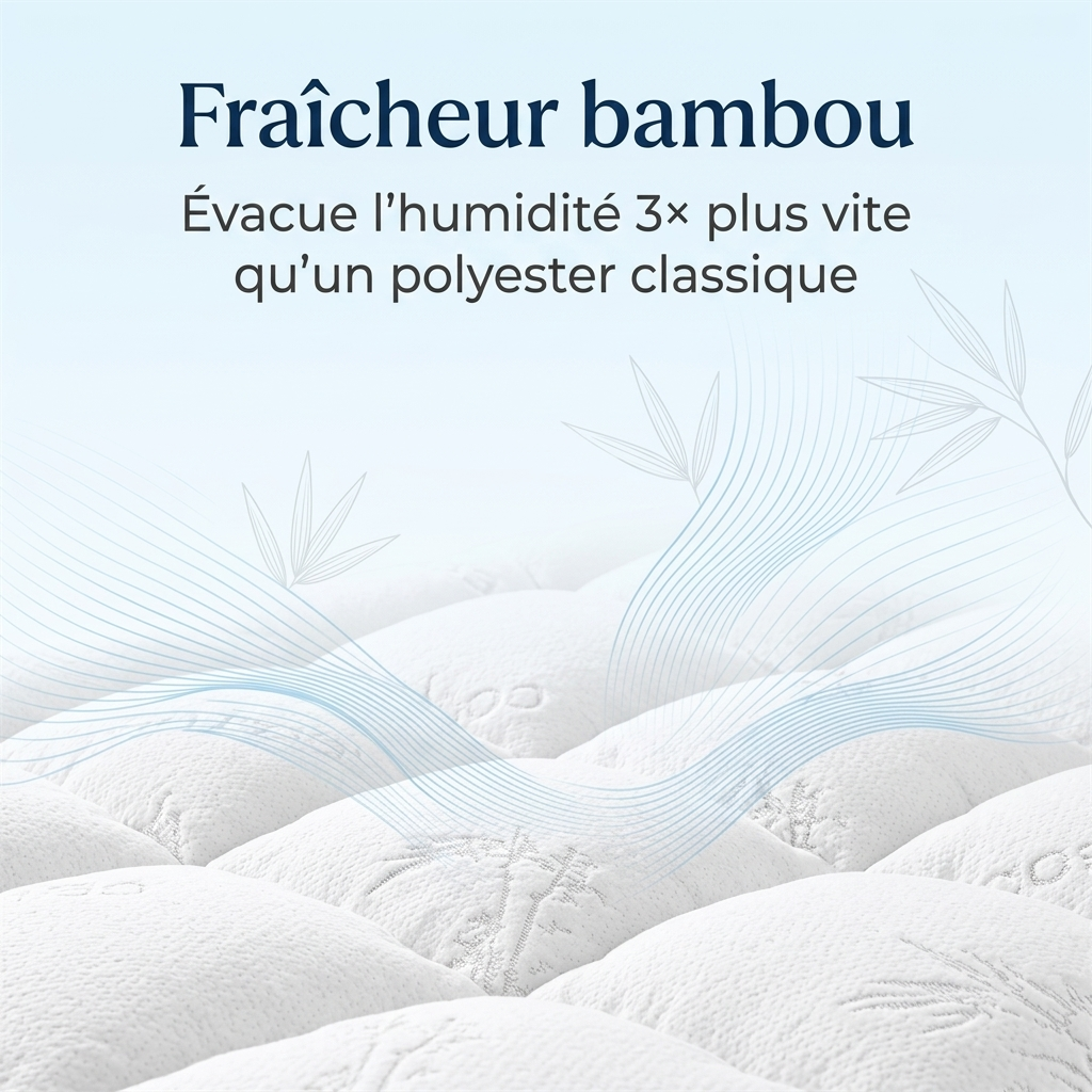 Sonnora™ | Surmatelas bambou 3D, moelleux nuage fraîcheur toute la nuit