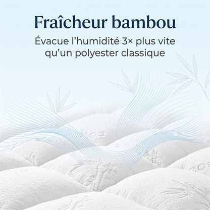Sonnora™ | Surmatelas bambou 3D, moelleux nuage fraîcheur toute la nuit