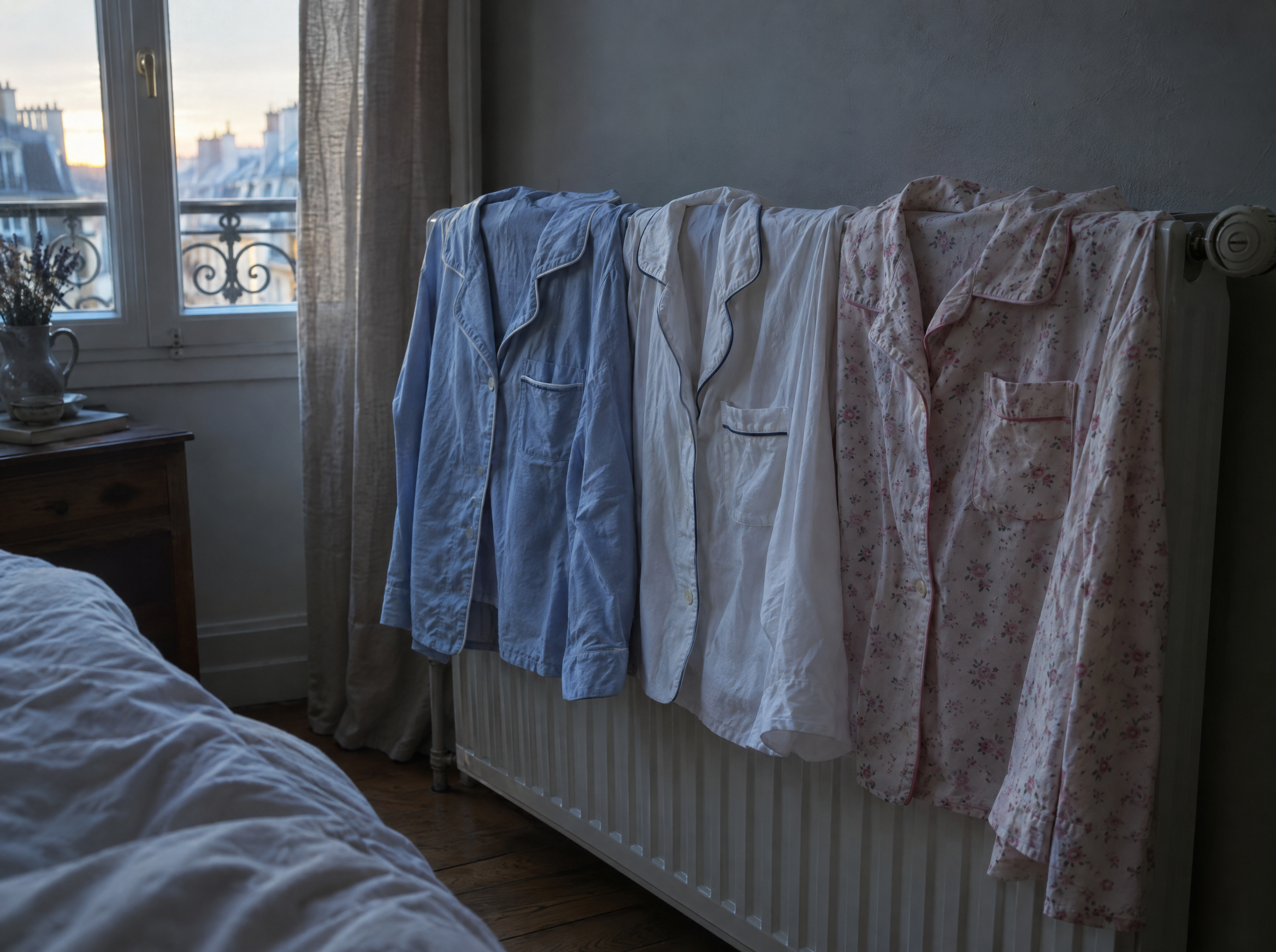 Pyjamas sur le radiateur